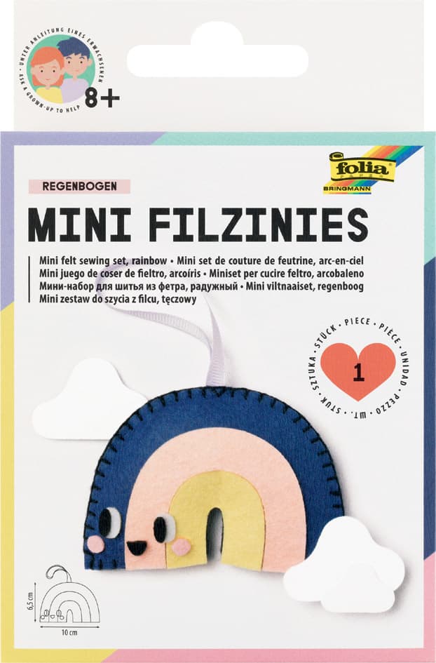 Folia Mini Filz-Nähset , Filzinies, , 15-Teilig, Regenbogen