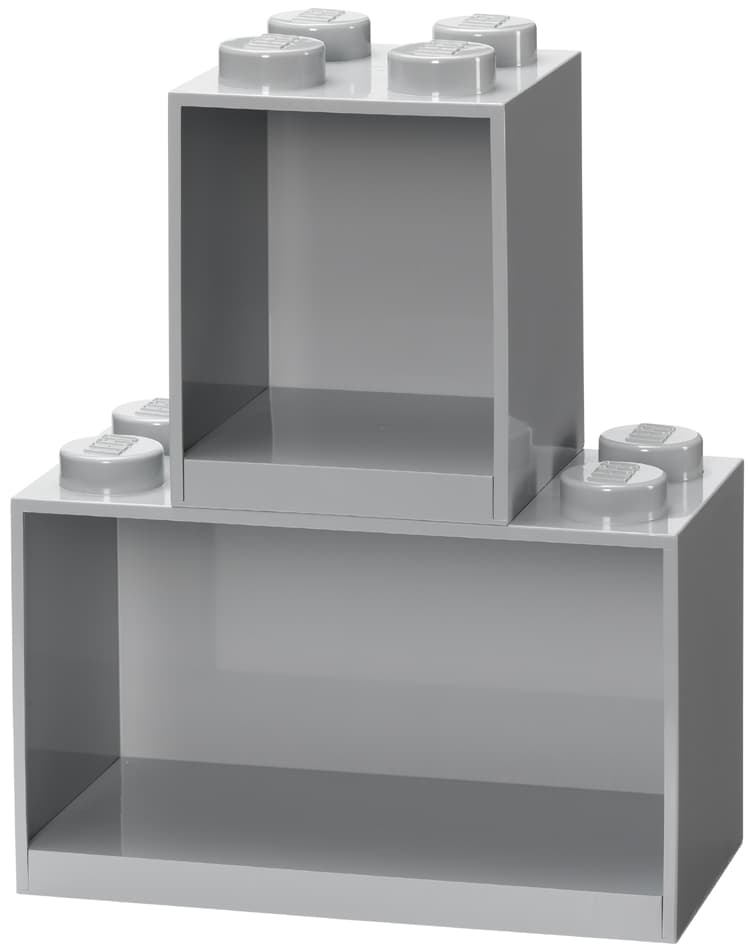 Lego Bausteinregal-Set Brick Shelf, 2-Teilig, Grau