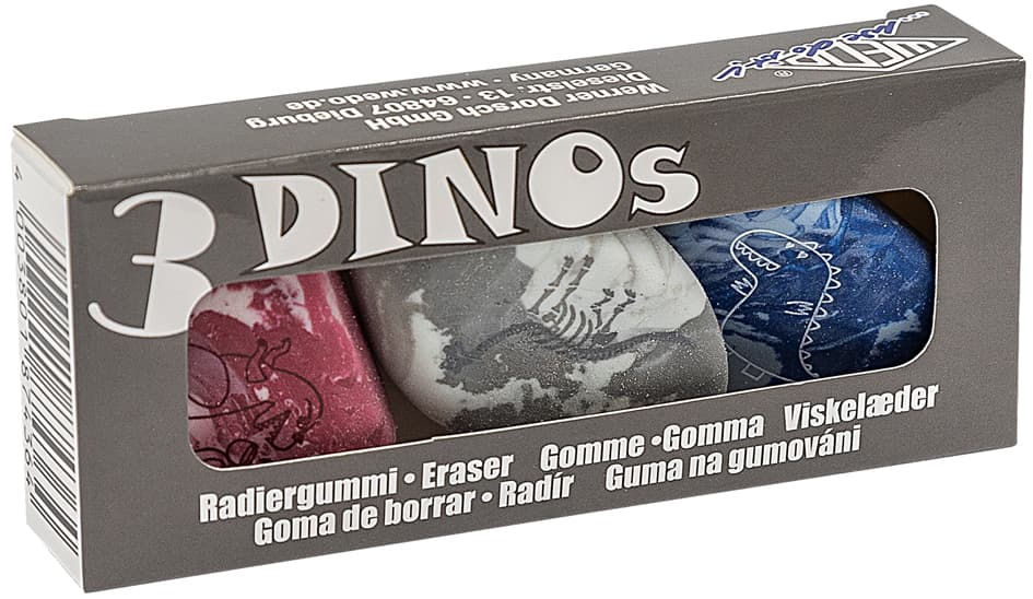 Wedo Kunststoff-Radierer Steine , Dinos, , 3er Set