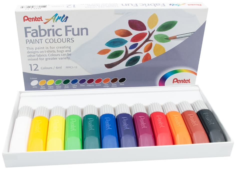 Pentelarts Stoffmalfarbe Fabric Fun Paint Colours, 12er Set