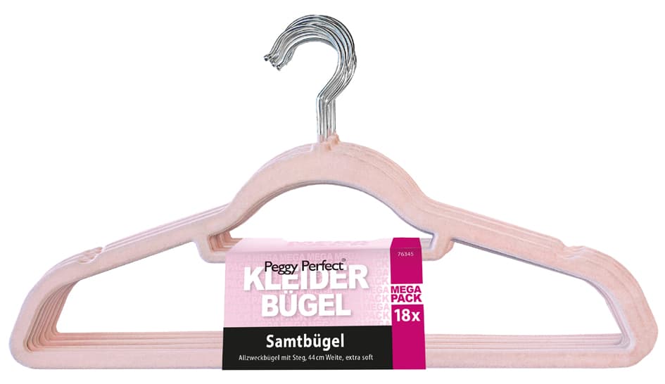 Peggy Perfect Kleiderbügel , Samtbügel,  Mit Steg, 18er Pack