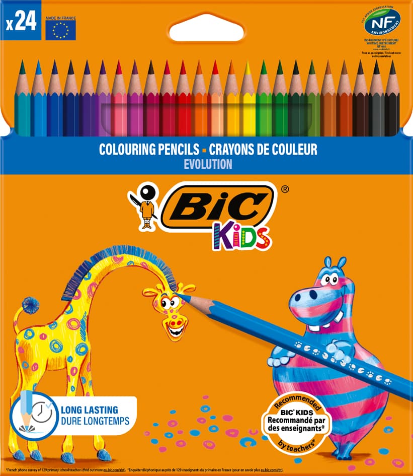 Bic Kids Buntstifte Evolution Ecolutions, 24er Kartonetui