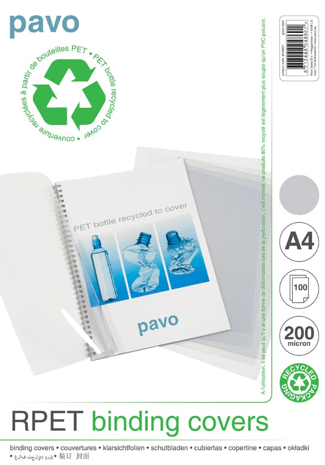 Pavo Einbanddeckel, Din A4, Rpet, Transparent, 0,20 Mm