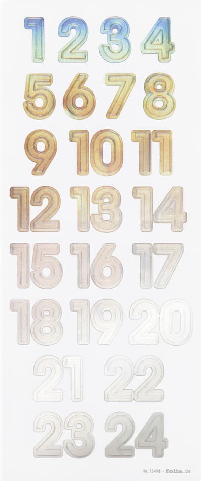 Folia Adventskalender-Sticker , Numbers Iridescent,