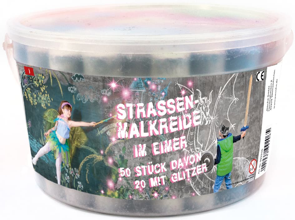 Jamasia Straßenmalkreide Mit Glitzer, 50er Kunststoffeimer