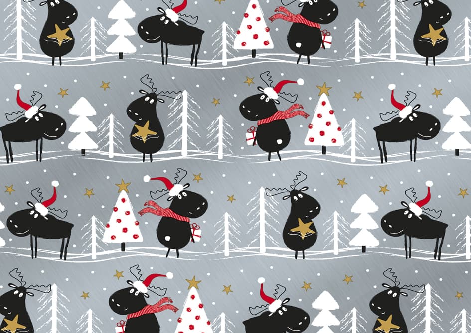Susy Card Weihnachts-Geschenkpapier , Rentier Schwarz,