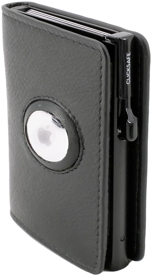 Clicksafe Geldbörse Slim Mit Airtag-Fach, Nappaleder,Schwarz