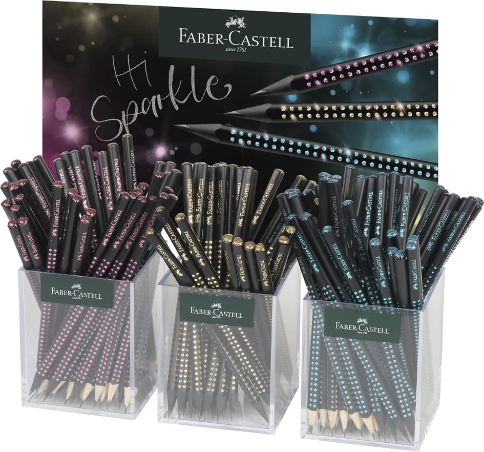 Faber-Castell Bleistift Grip Sparkle Midnight, 3er Köcher