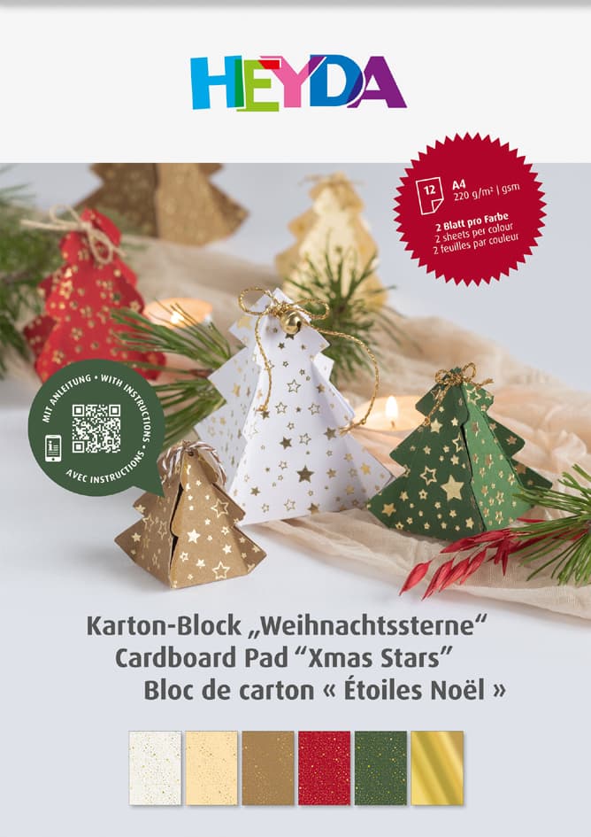 Heyda Bastelkarton-Block , Weihnachtssterne, , A4, 12 Blatt