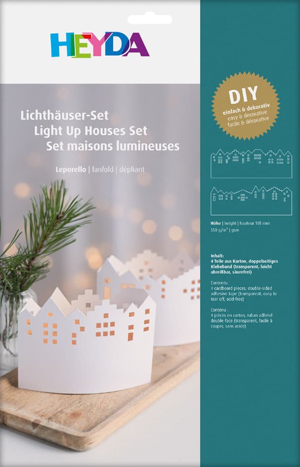 Heyda Lichtdorf-Bastelset Leporello, Karton, Weiß, 100 Mm