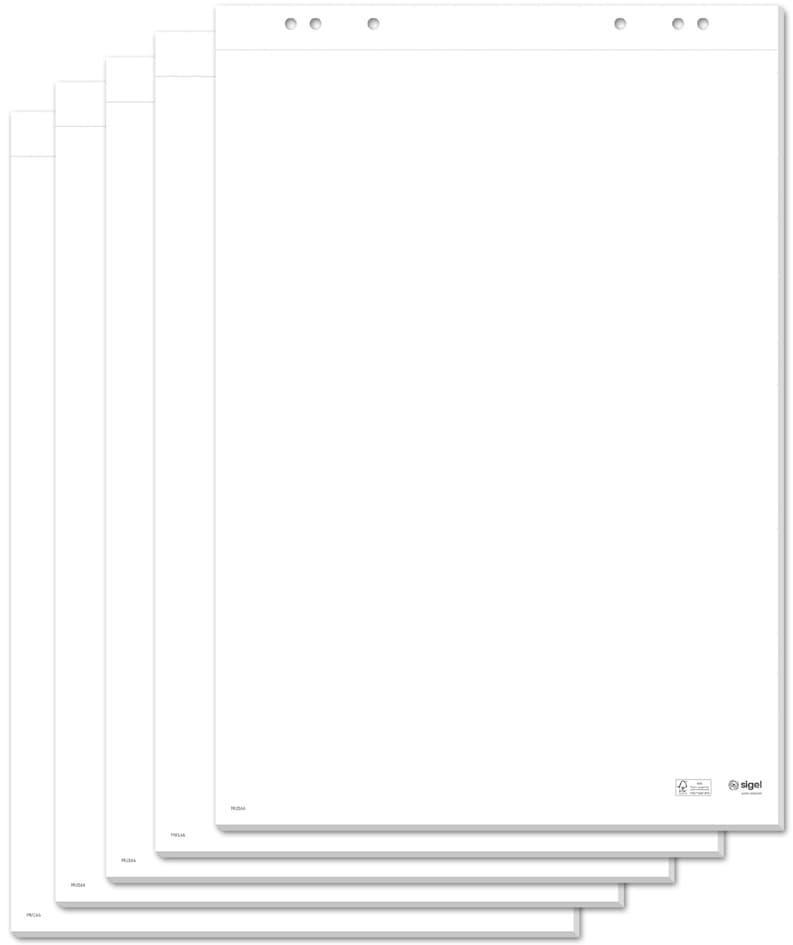 Sigel Flipchart-Block, 680 X 990 Mm, Blanko, Weiß, Gerollt
