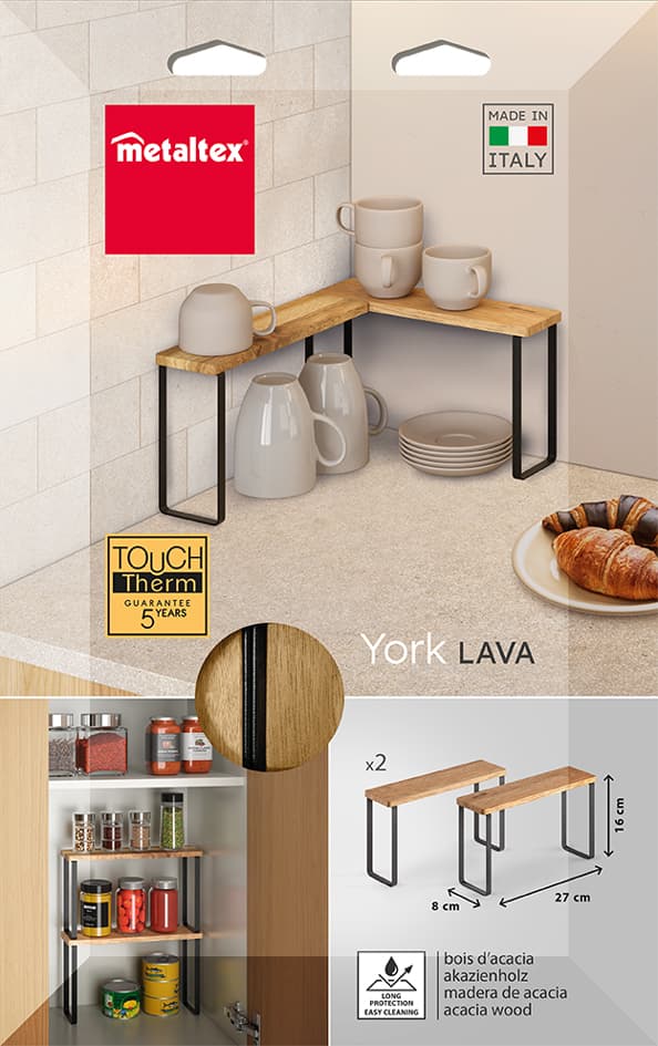 Metaltex Mehrzweckregal York Lava, 1 Etage, 2er Set