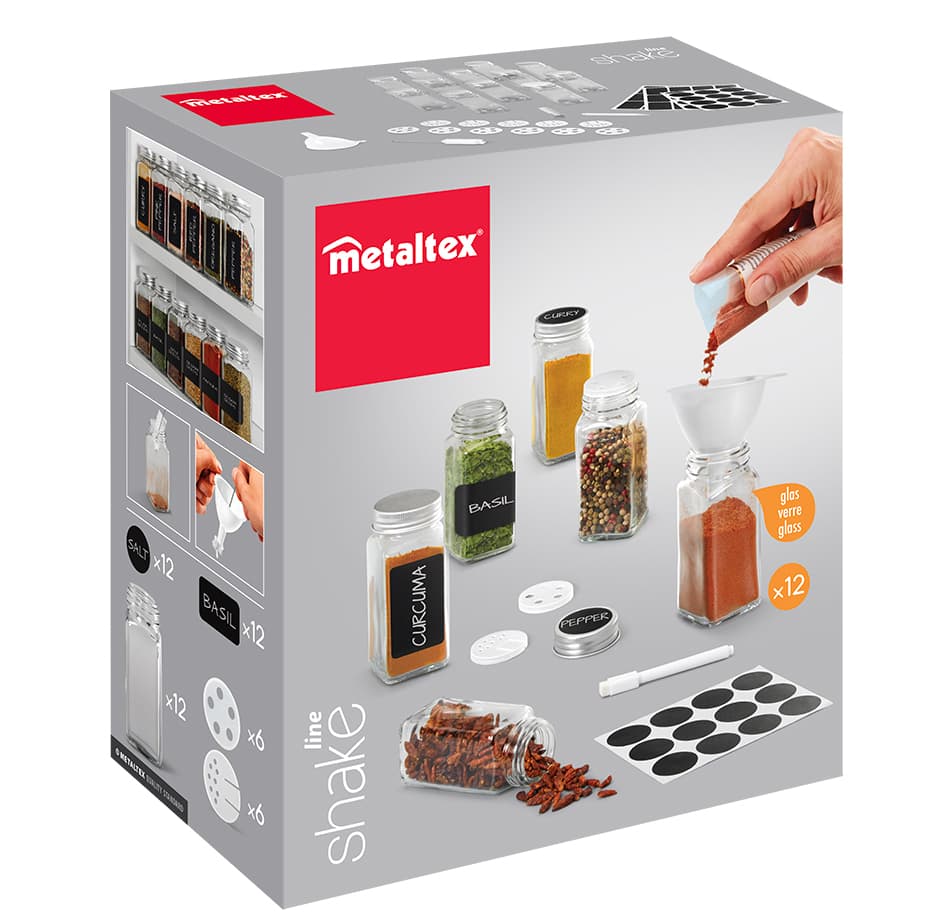 Metaltex Gewürzstreuer-Set Shake-It, 120 Ml, 12 Gläser