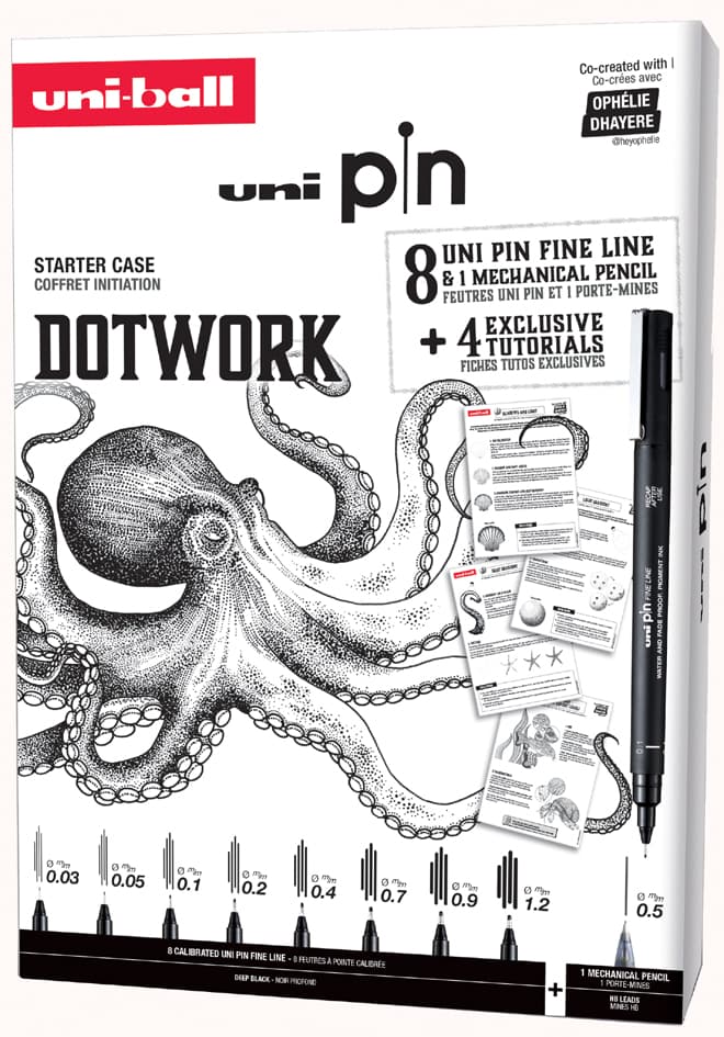 Uni-Ball Dotwork-Starterset Uni Pin, 9er Koffer