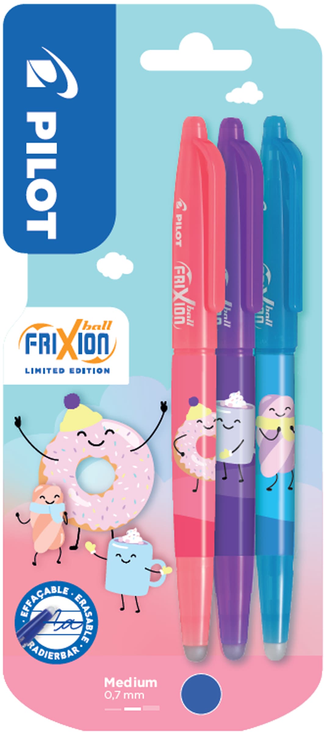 Pilot Tintenroller Frixion Ball 07 Fancy Winter, 3er Blister