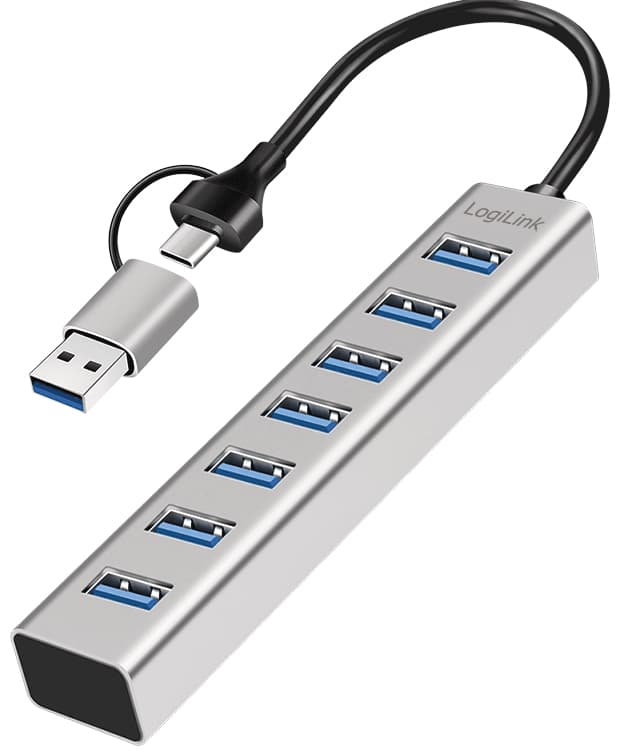 Logilink Usb 3.0 Hub, 7-Port, 7x Usb-A, Silber