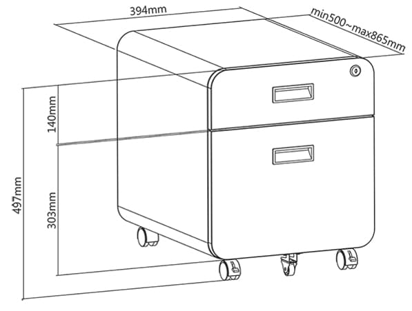 Logilink Rollcontainer, 2 Schübe, Schwarz