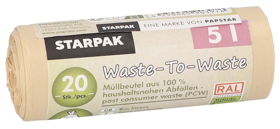 Starpak Mülleimerbeutel , Waste-To-Waste, , 5 Liter, Braun
