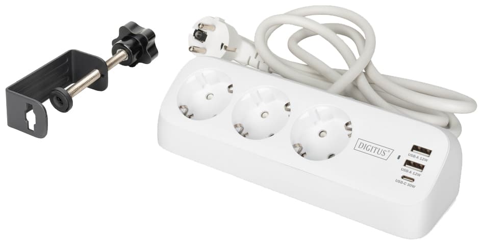 Digitus Steckdosenleiste, 3-Fach + 3x Usb, Weiß