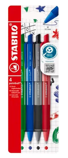 Stabilo Druckkugelschreiber Pointball Colorful, 4er Etui
