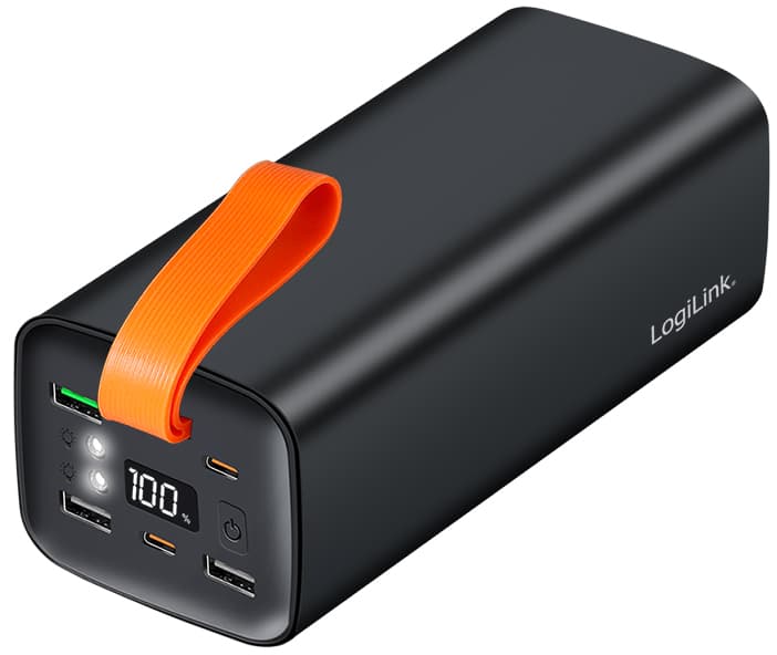 Logilink Powerbank Mit Display, 50.000 Mah, Schwarz