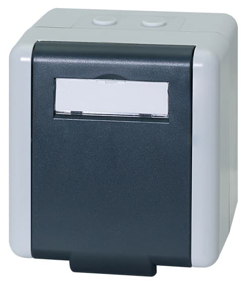 Logilink Outdoor Aufputzdose Kat.6a, Für 2 X Rj45, Grau
