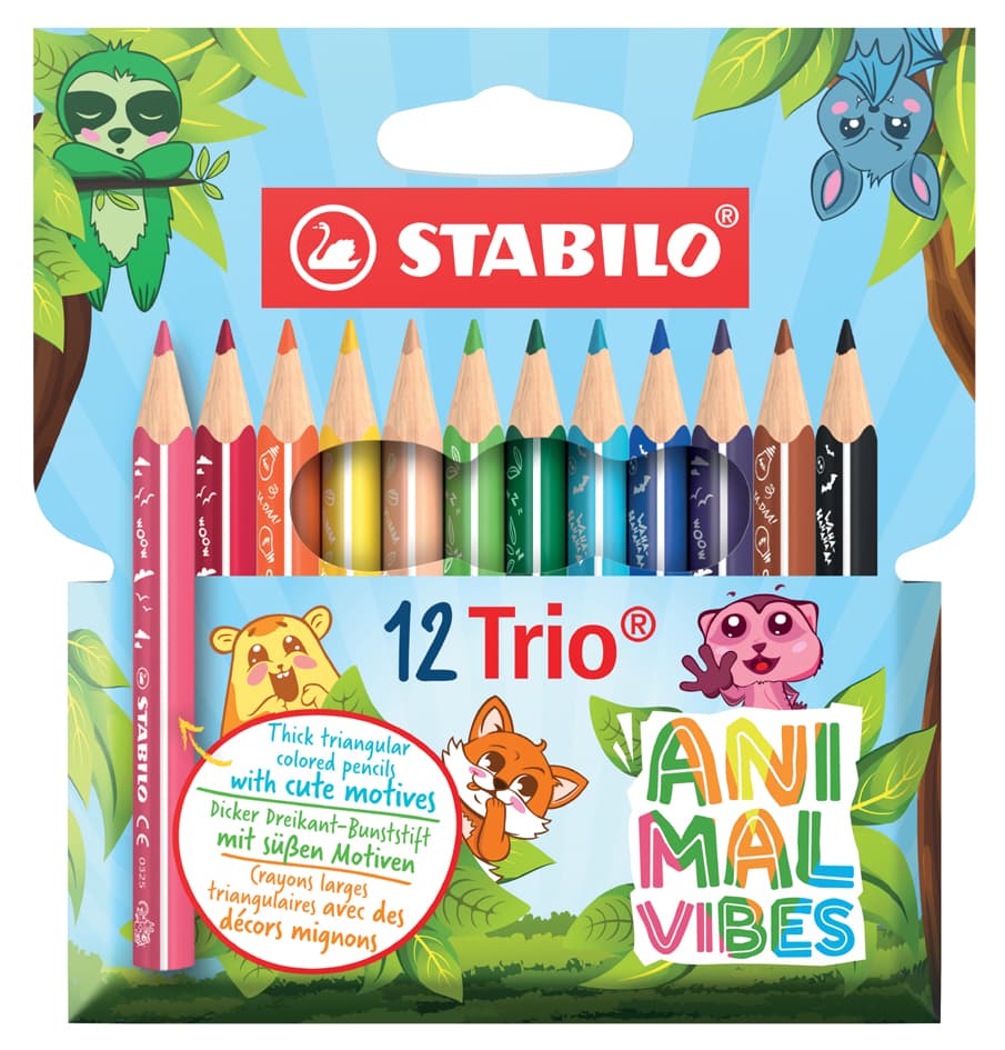 Stabilo Dreikant-Buntstifte Trio Dick Animal Vibes,12er Etui