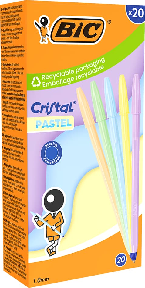 Bic Kugelschreiber Cristal Pastel, Strichfarbe: Blau, 20er
