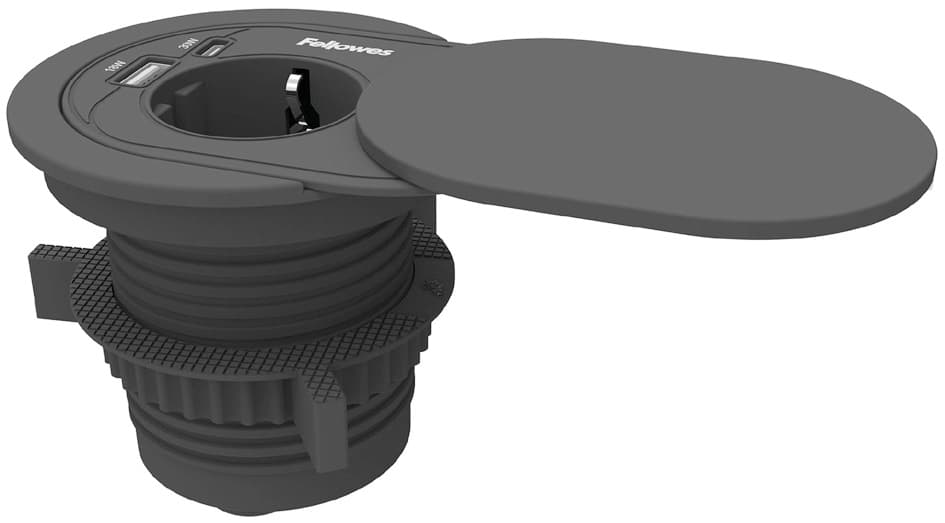 Fellowes Tisch-Einbausteckdose Power Spot, Typ F, Schwarz