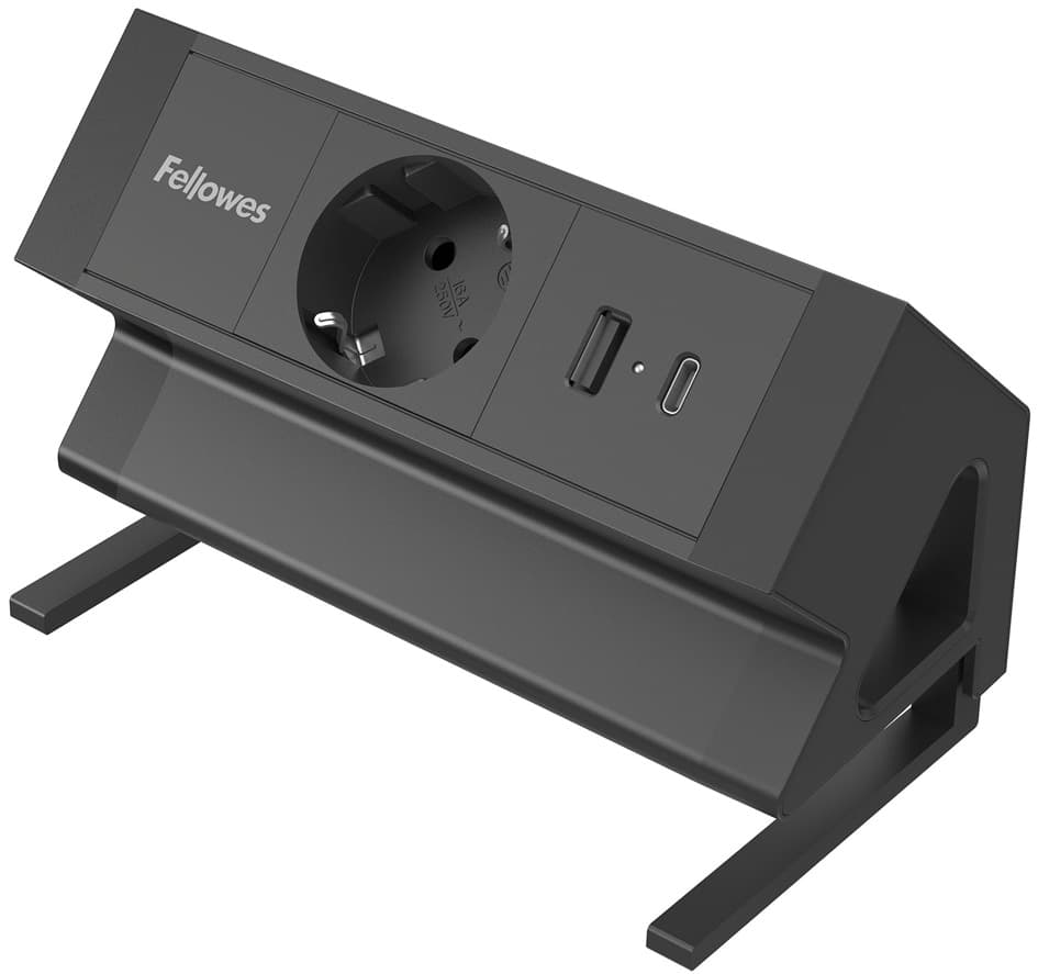 Fellowes Tisch-Steckdosenleiste Power Desk, Typ F, Schwarz