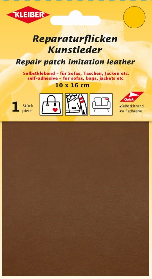 Kleiber Kunstleder-Flicken, Selbstklebend, Braun