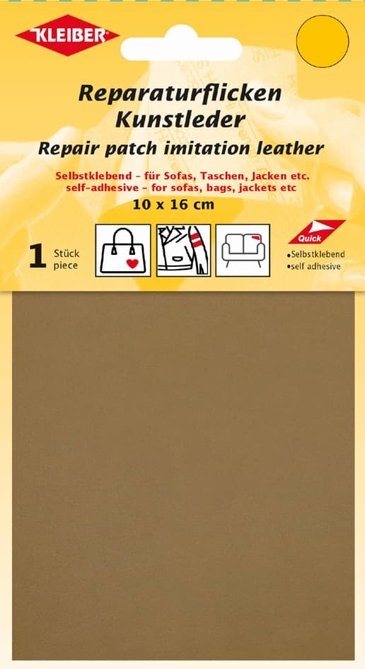 Kleiber Kunstleder-Flicken, Selbstklebend, Hellbraun