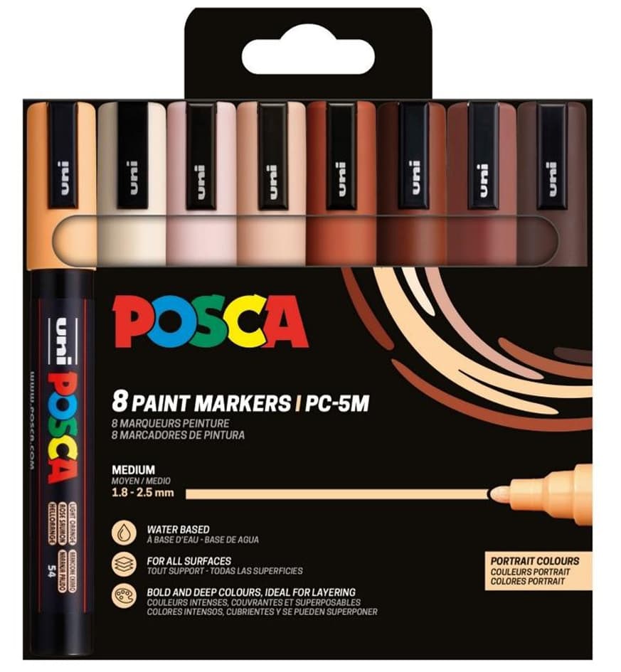 Posca Pigmentmarker Pc-5m, 8er Set Porträtfarben