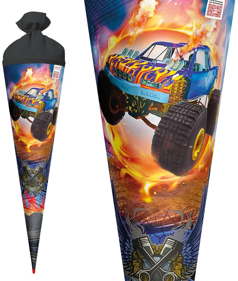 Roth Schultüte , Monstertruck Fire, , Rund, 700 Mm