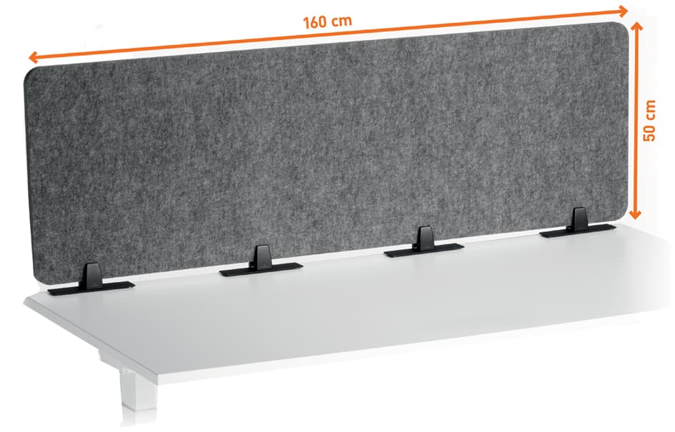 Durable Tischtrennwand Effec, 1.600 X 500 Mm, Filz, Grau