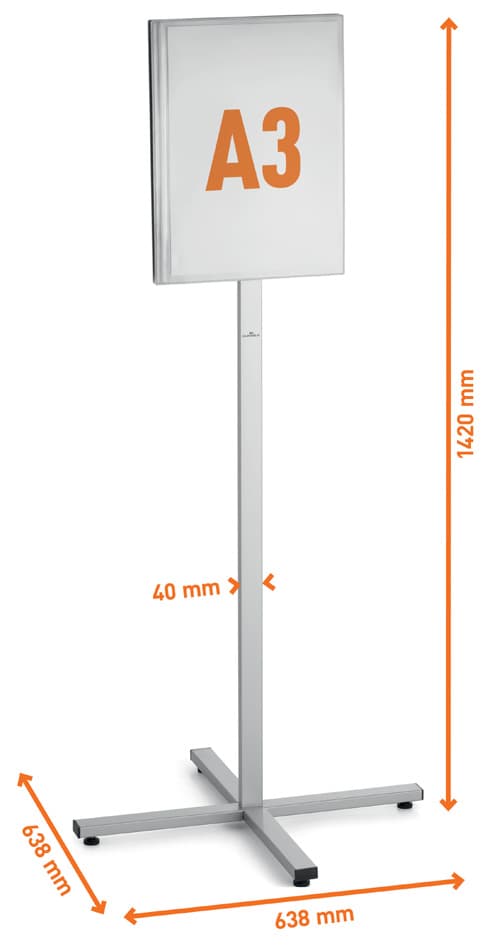 Durable Infoständer Info Stand Outdoor, Din A3, Grau