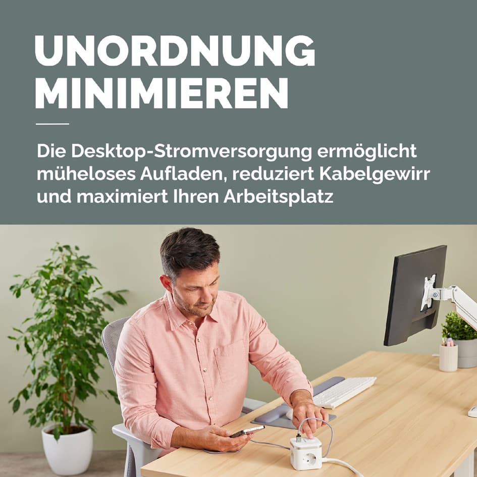 Fellowes Steckdosenwürfel Power Cube, Typ F, Weiß