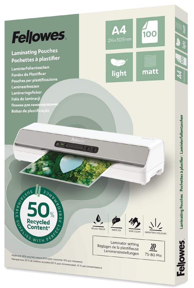 Fellowes Laminierfolientasche, Din A4, Matt, 160 Mic