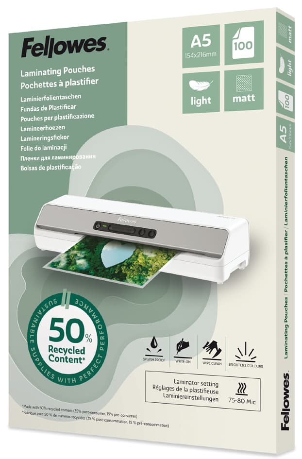Fellowes Laminierfolientasche, Din A5, Matt, 160 Mic