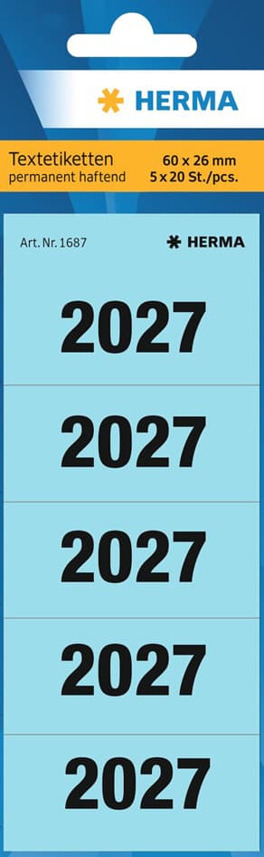 Herma Ordner-Inhaltsschild , 2027, , 60 X 26 Mm, Blau