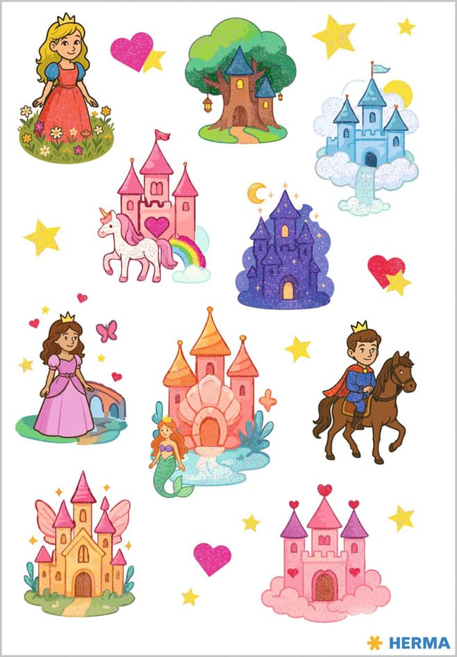 Herma Sticker Decor Märchenschlösser, Papier Beglimmert