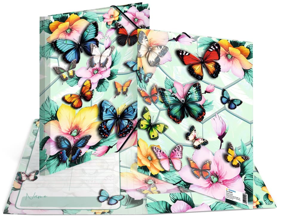 Herma Eckspannermappe , Schmetterlinge, , Karton, Din A4
