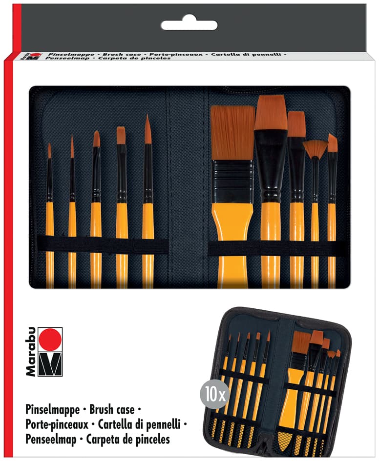 Marabu Pinselmappe, Bestückt Mit 10 Acrylpinseln