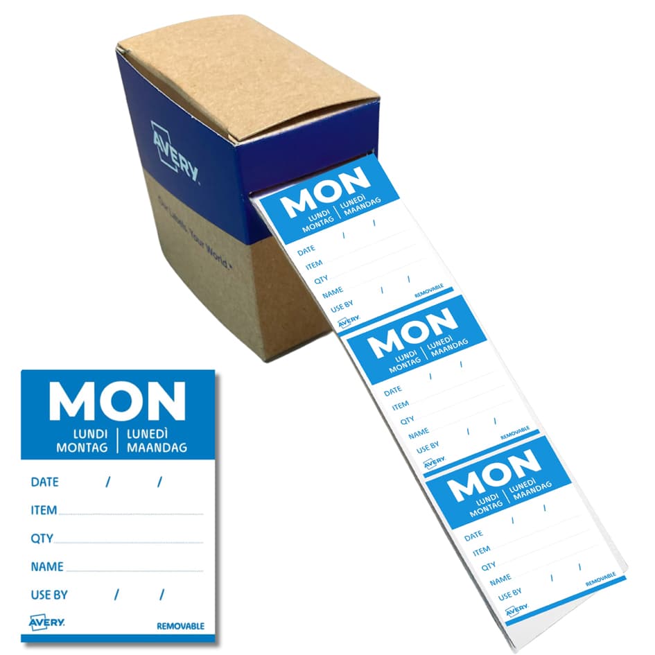 Avery Tages-Etiketten Mon, 40 X 56 Mm, Blau