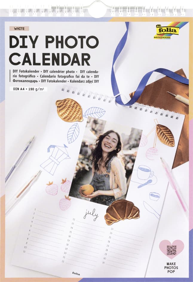 Folia Kreativ-Wandkalender, Din A4, Weiß