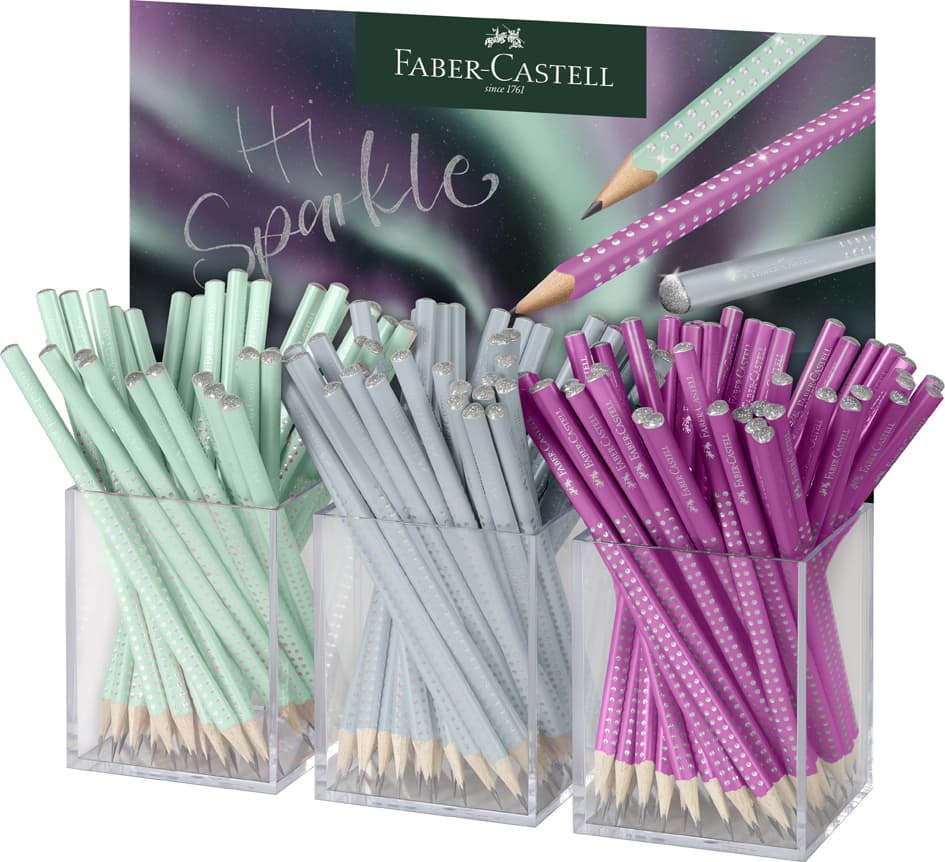 Faber-Castell Bleistift Grip Sparkle Aurora, 3er Köcher