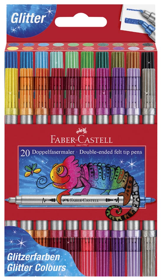 Faber-Castell Doppelfasermaler Glitzer, 20er Etui