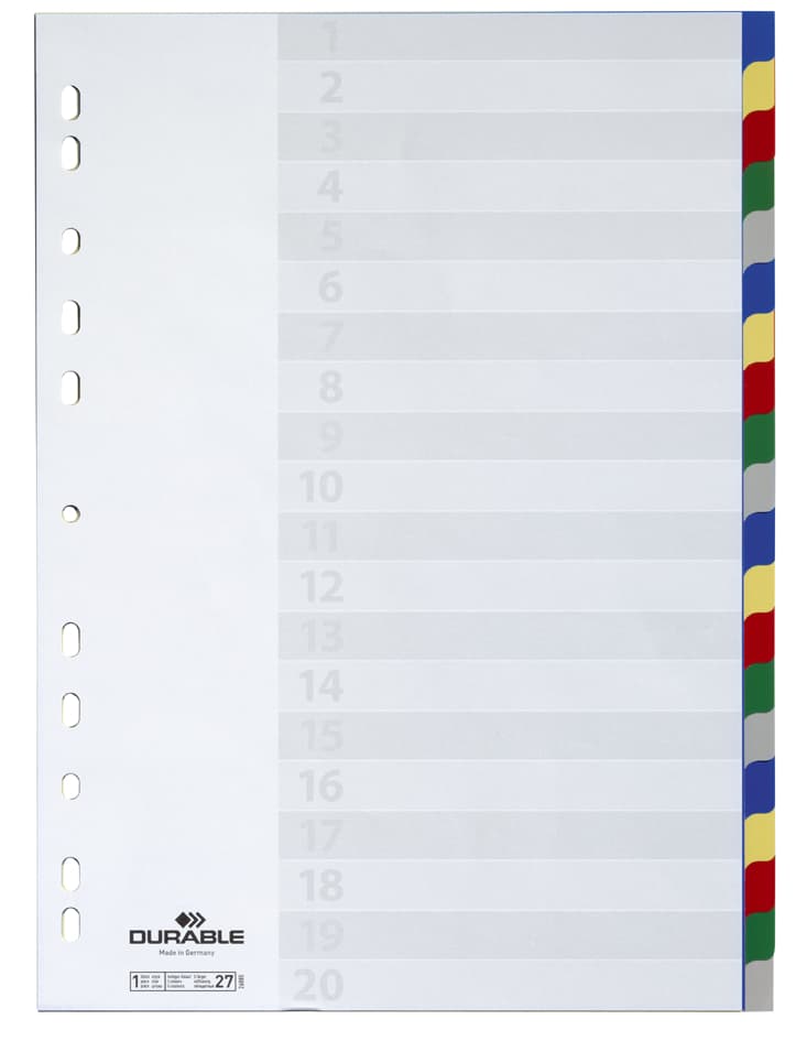 Durable Kunststoff-Register, A4, Pp, 20-Teilig