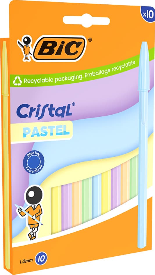 Bic Kugelschreiber Cristal Pastel, Sortiert, 10er Blister