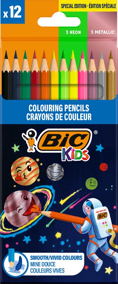 Bic Kids Buntstifte Cosmo, Sechseckig, 12er Kartonetui